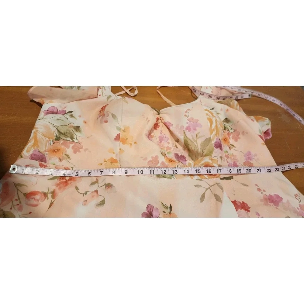 Azazie Formal Gown Dress Womens 20 22 Abstract Bouquet Floral Peach Pink Wedding